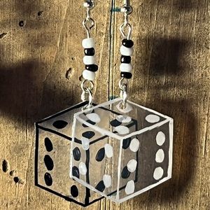 Mismatch Clear Dice Dangle Earrings